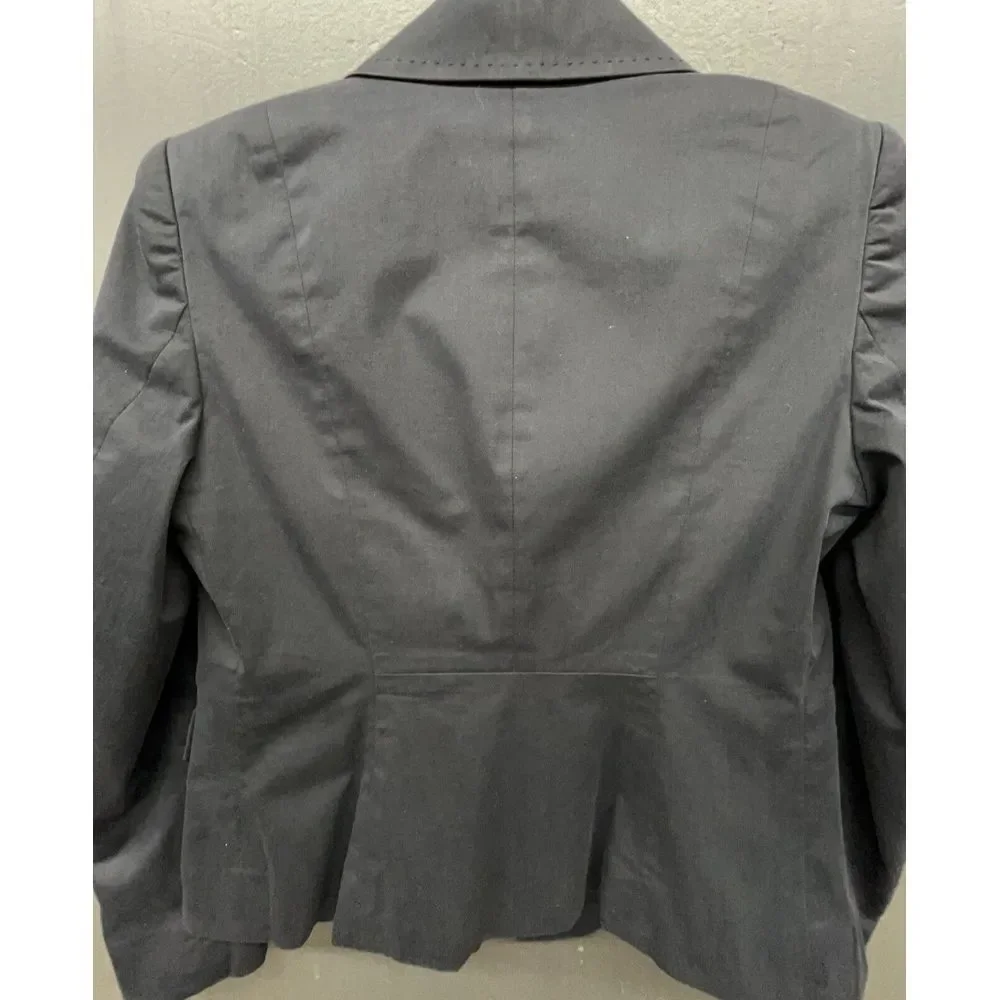 Ann Taylor Petite Blazer 6P‎ Blue Dbl Breasted Crop Lined Stretch Jacket Career